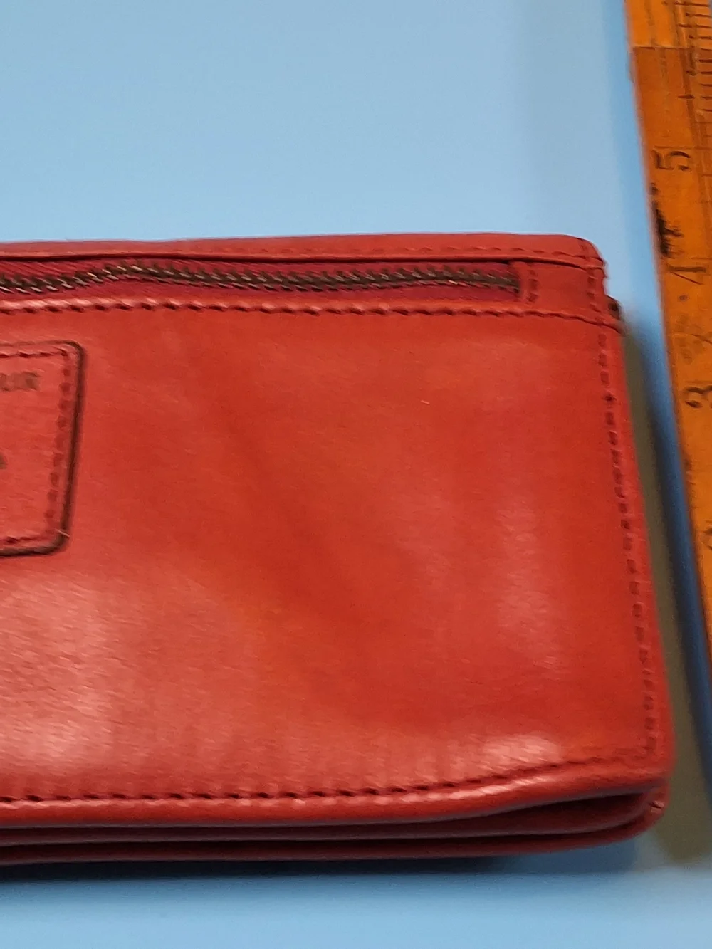 Sag Harbor Red Leather Clutch Wallet with Metal Logo